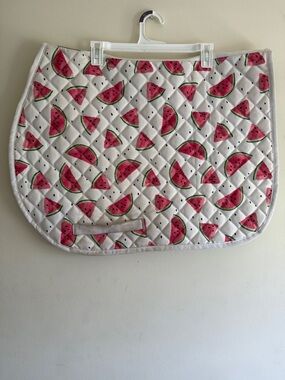 Quilted Watermelon Print Saddle Pad - White & Pink
